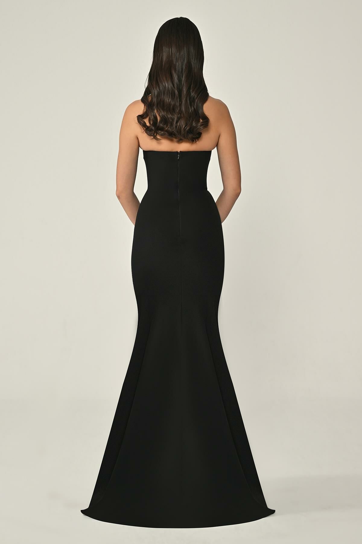 Halter Neck Leaf Embroidered Crepe Long Dress - Aurora Fashion