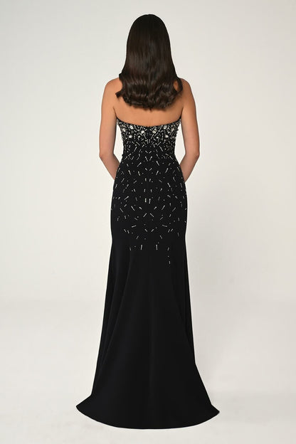 Strapless Stone Crepe Long Dress